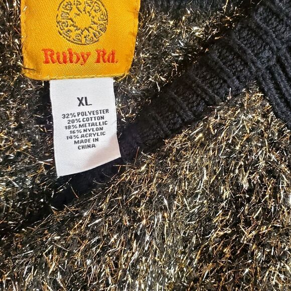 Shiny metallic tinsel-striped sweater by Ruby Rd. / Women's X-Large Extra Large - Picture 2 of 4